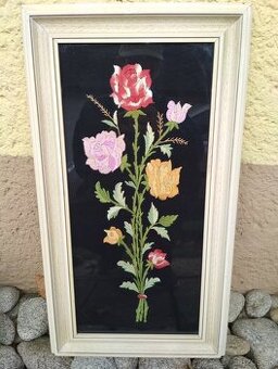 Obraz Kvety vyšivka