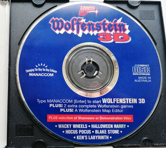 PREDÁM CD WOLFENSTEIN 3D MEGA RARE MANACCOM AUSTRÁLIA 1996