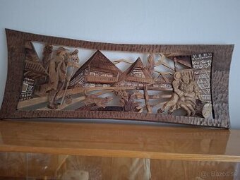 ​Ručne vyrezávaný drevený obraz – motív Čičmany / Folklór