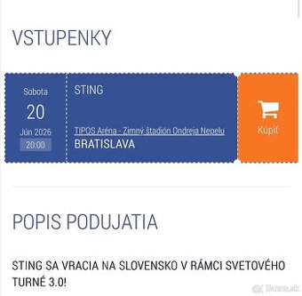 Lístok na STING