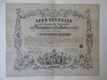 Listina r. 1877 Kežmarok, cechový list výrobcu kľúčov