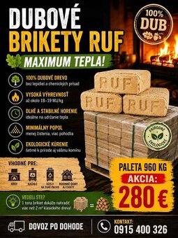 Drevené brikety RUF-Dubové