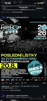 VIP Vstupenky na hiphopžije Ostrava 2026