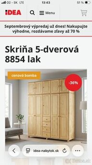 Skriňa 5 dverová masívna borovica