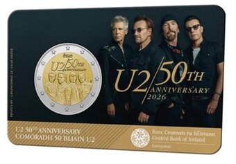 2€ eur minca BU karta Írsko 2026 - kapela U2