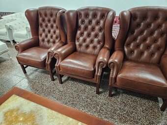 CHESTERFIELD ŠTÝL-WINGBACK-KOŽENÁ SEDAČKA