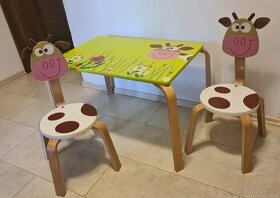 Detský stôl so stoličkami Scratch kravička