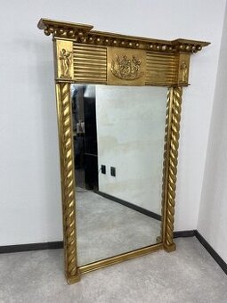 Veľké zlátené figurálne zdobené empírové zrkadlo