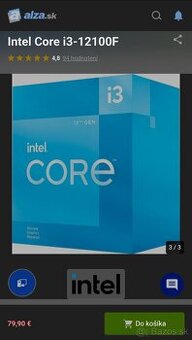 Predám procesor Intel Core i3-12100F – TOP stav