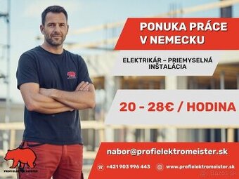 Elektrikár – Priemyselná inštalácia, Nemecko (20–28€)