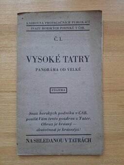 Vysoké Tatry turistický sprievodca 1930