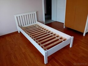 drevená posteľ masív biely lak 90x200