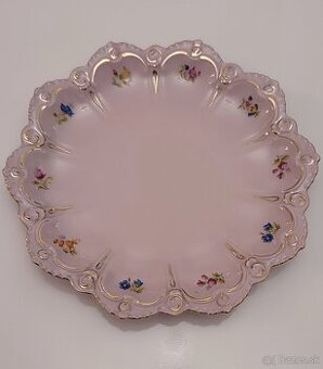 Růžový porcelán, dezertní talíř, Chodov