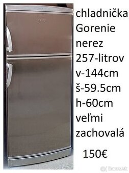 predám chladničku s mrazničkou-nerez aj bielu.