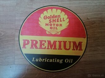 Plechová guľatá tabuľa Shell Motor Oil