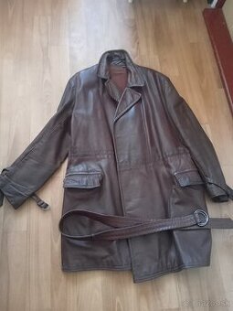 Pánsky kožený kabát vhodný do filmu, starožitnosť, WW 2
