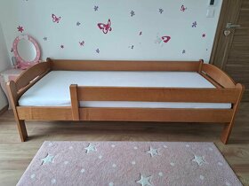 Detská posteľ so zábranou 200x90, dub , hnedá