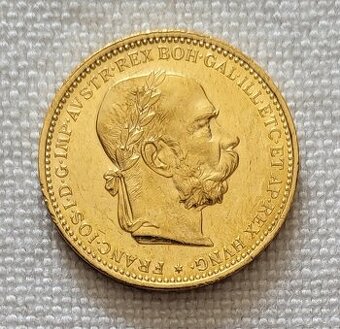 PREDANÁ Zlatá rakúska 20 koruna FJI, 1893 bz
