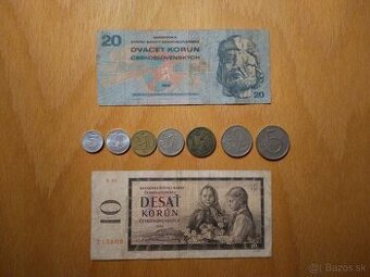 Staré Československé mince a bankovky séria