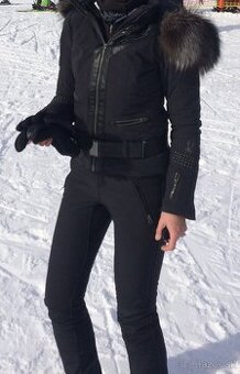 Luxusná čierna lyžiarskabunda Spyder – Pravá koža a kožušina