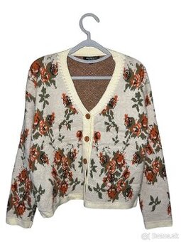 Dámsky pletený kardigán so vzorom kvetov, SHEIN