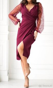 Bordové midi šaty 42/L