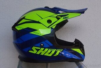Prilba helma modrá metalíza žltá SHOT.