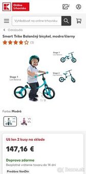 Odrážadlá  Smart Trike Balančný bicykel, modro/čierny