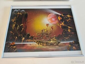 Sci-fi obraz s loďou (airbrush reprodukcia), autor Kush/Kusc