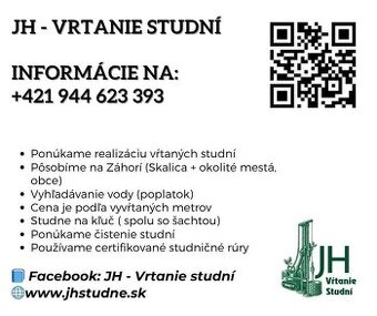 JH - vrtanie studní, Záhorie a okolie