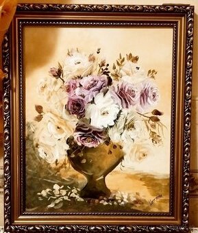 Kytica ruží - olejomaľba r.2025