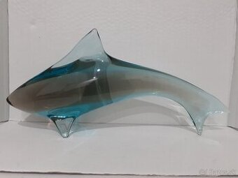 Hutné sklo - 7 x delfín, 28 - 38 cm, Miloslav Janku, ŽBS