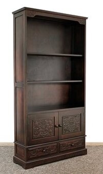 Knižnica s rezbou,šuflíkmi a dvierkami