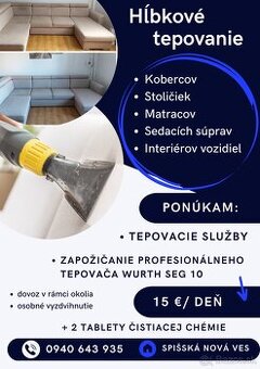 Tepovacie služby, prenájom tepovača