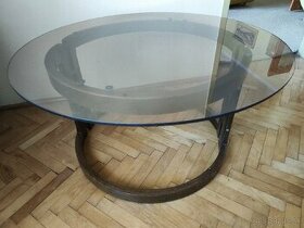 Konferenčný stôl stolík drevo+sklo