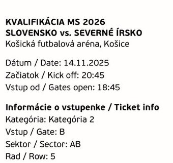 Slovensko - Severné Írsko