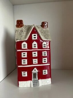 Keramický domček červeno-šedý