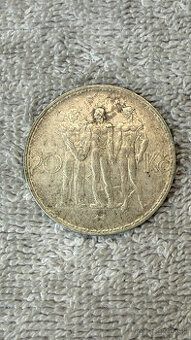 Stříbrná mince ČSR 20 Kč 1933 Tři postavy (Ag 700, 12g)