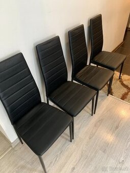 4ks kuchynské stoličky, čierna ekokoža/čierny kov