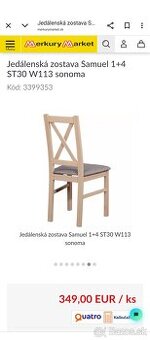 Predám jedálenský set, stôl so stoličkami