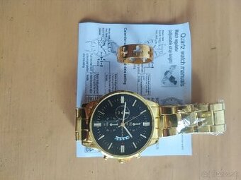 Pánske zlaté hodinky s prstenom