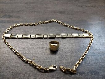 Zlata retiazka + naramok +prsten 14k,124g.