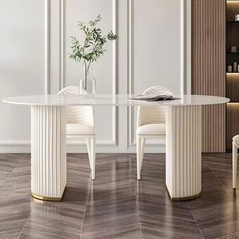 zlatý glamour plisovaný stôl - s mramorovo 180 PREMIUM
