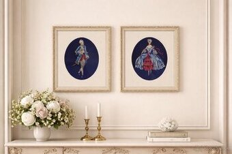 Predám nádherné staré ručne vyšívané obrázky – Barokový štýl