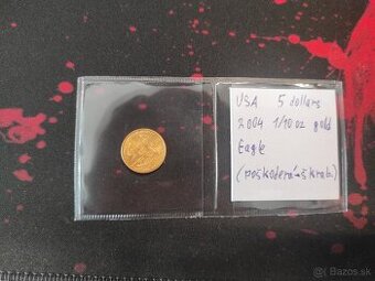 USA 5 DOLLARS 2004 ⅒Oz fine gold - škrabnutá