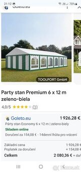 Predám párty stany PRÉMIUM 6X12