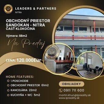 Na predaj obchodno - kancelársky priestor Nitra -Sandokan ča