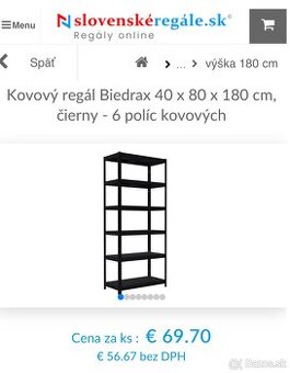 Dva vysoké kovové regály - NOVÉ