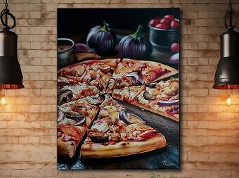 Realistická maľba akrylom na plátne PIZZA