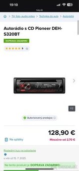 Autorádio s Bluetooth a CD Pioneer DEH-S320BT